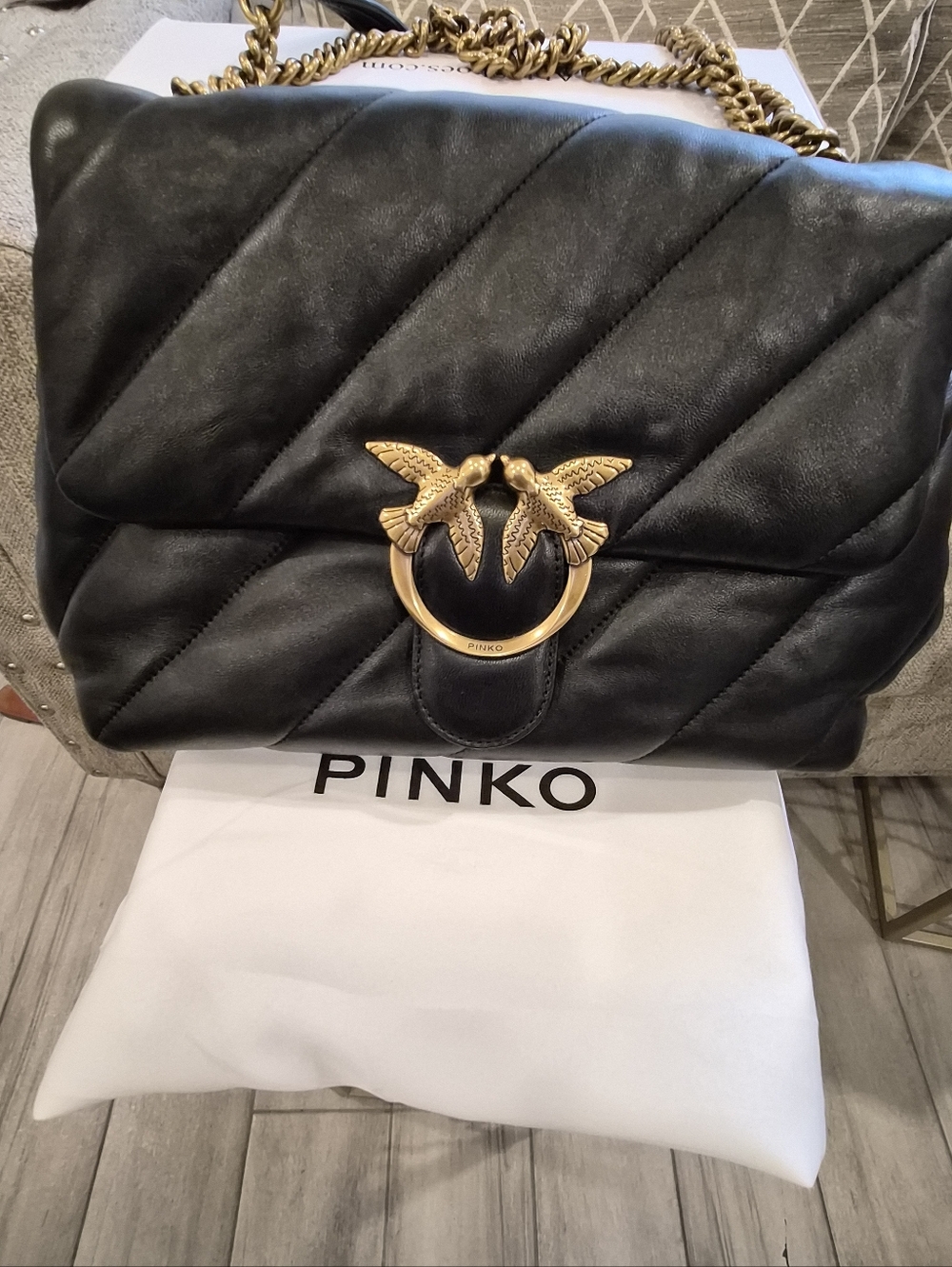 Pinko Black Quilted Love Puff Big Classic Leather Shoulder Bag
